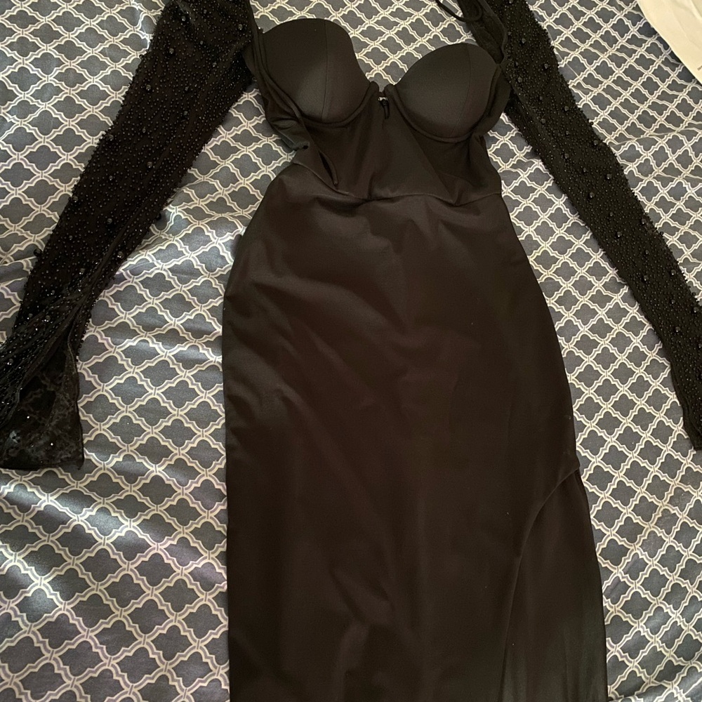 Oh Polly Black Long Sleeve Dress